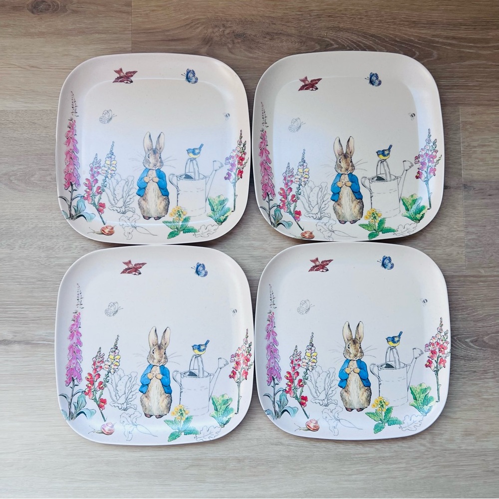 Beatrix Potter Peter Rabbit Set of 8 Plates Bamboo Fibre Easter - SEE NOTES